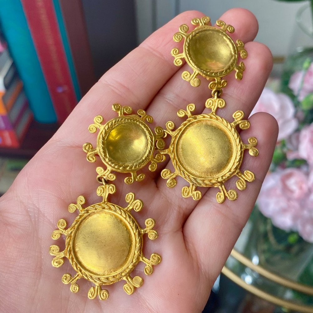 Cano Sue Doble 24K Gold-Plated Earrings Colombia Drops Moda Operandi